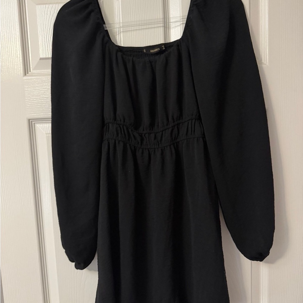 Hesperus Black Puff Sleeve Smocked Mini Dress Size S